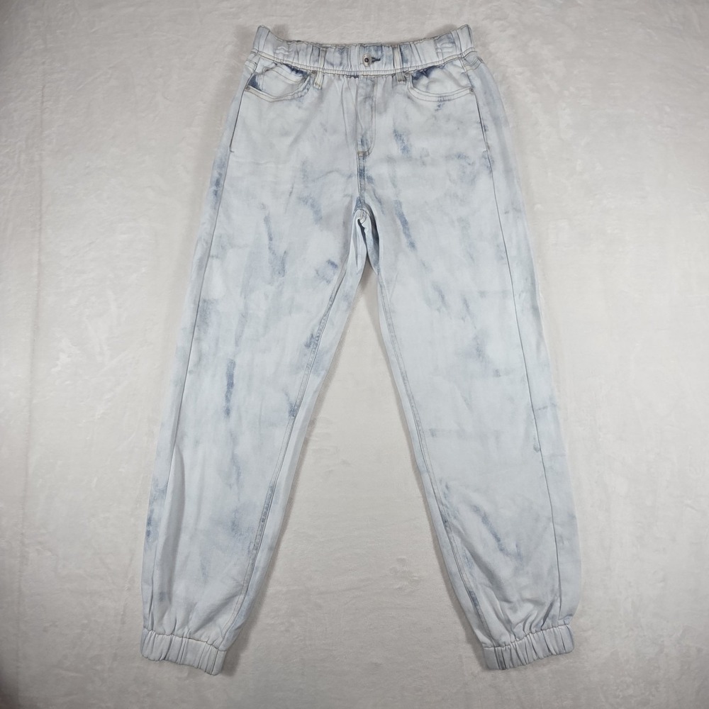 NWT Rag & Bone Miramar Joggers Acid Oasis Blue Faux Jean Sweatpants Sz Medium